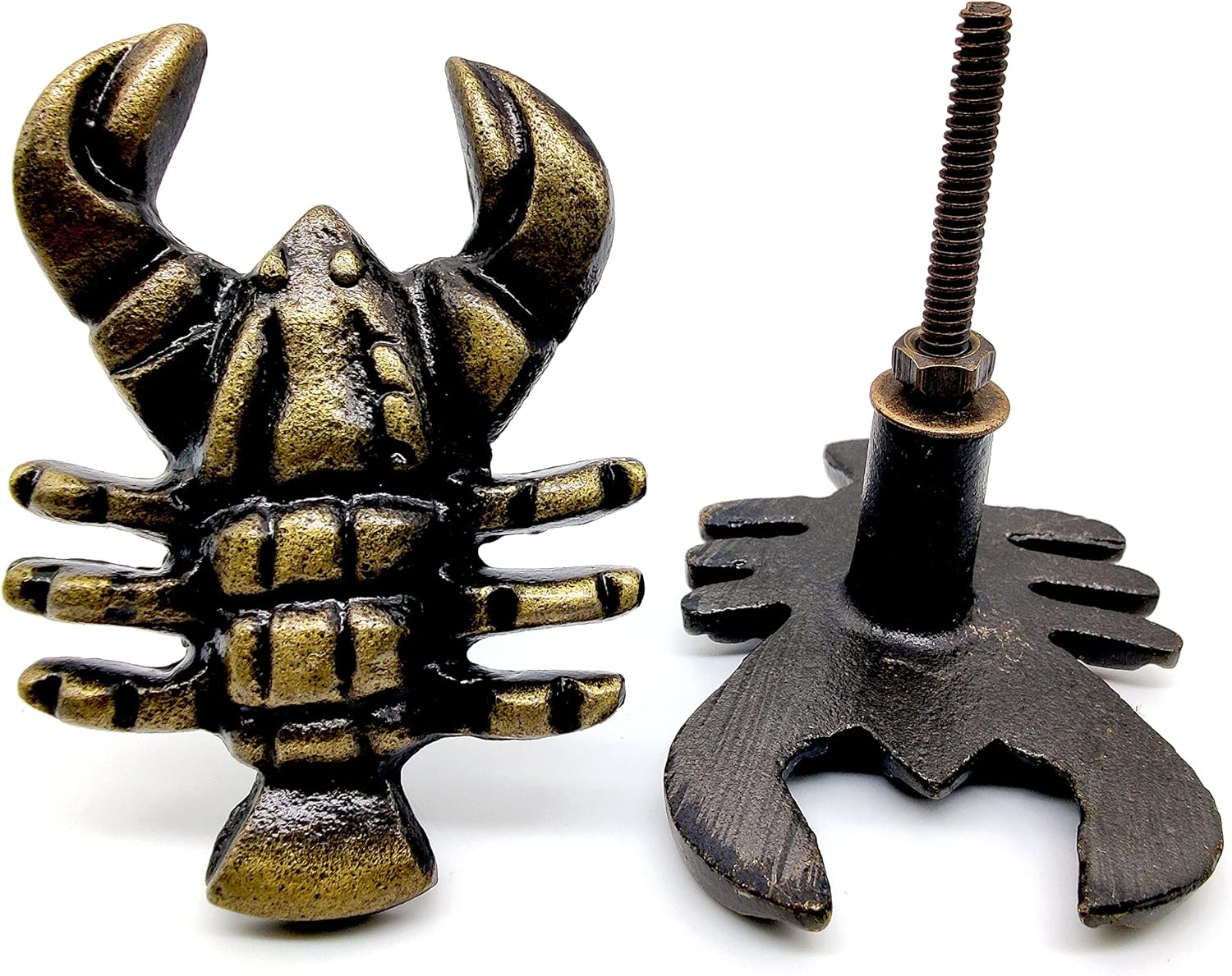 Handcrafted Cast Iron Lobster Knobs – Set of 2 Distressed Finish Drawer Pulls for Cabinets & Dressers - Image 4