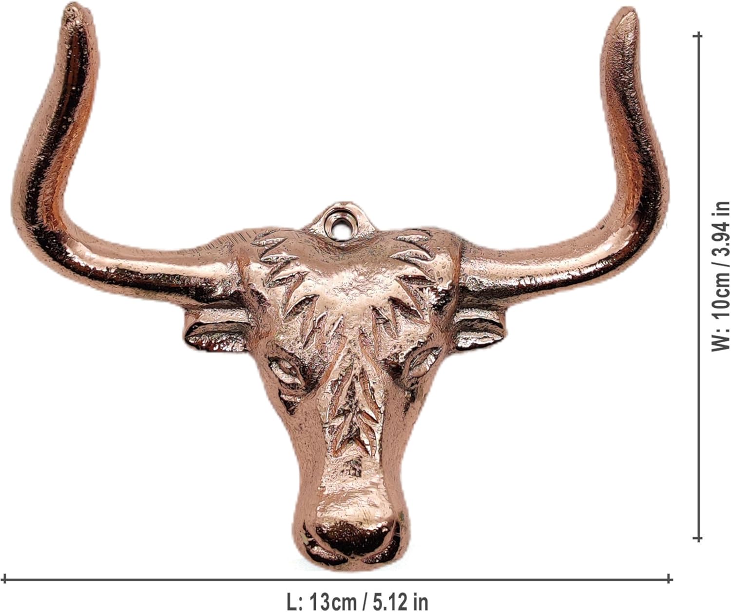 Longhorn Steer Head Wall Hook - Heavy Duty Brass Cabinet Hardware for Coats, Keys, and Towels, Copper Finish - Image 5