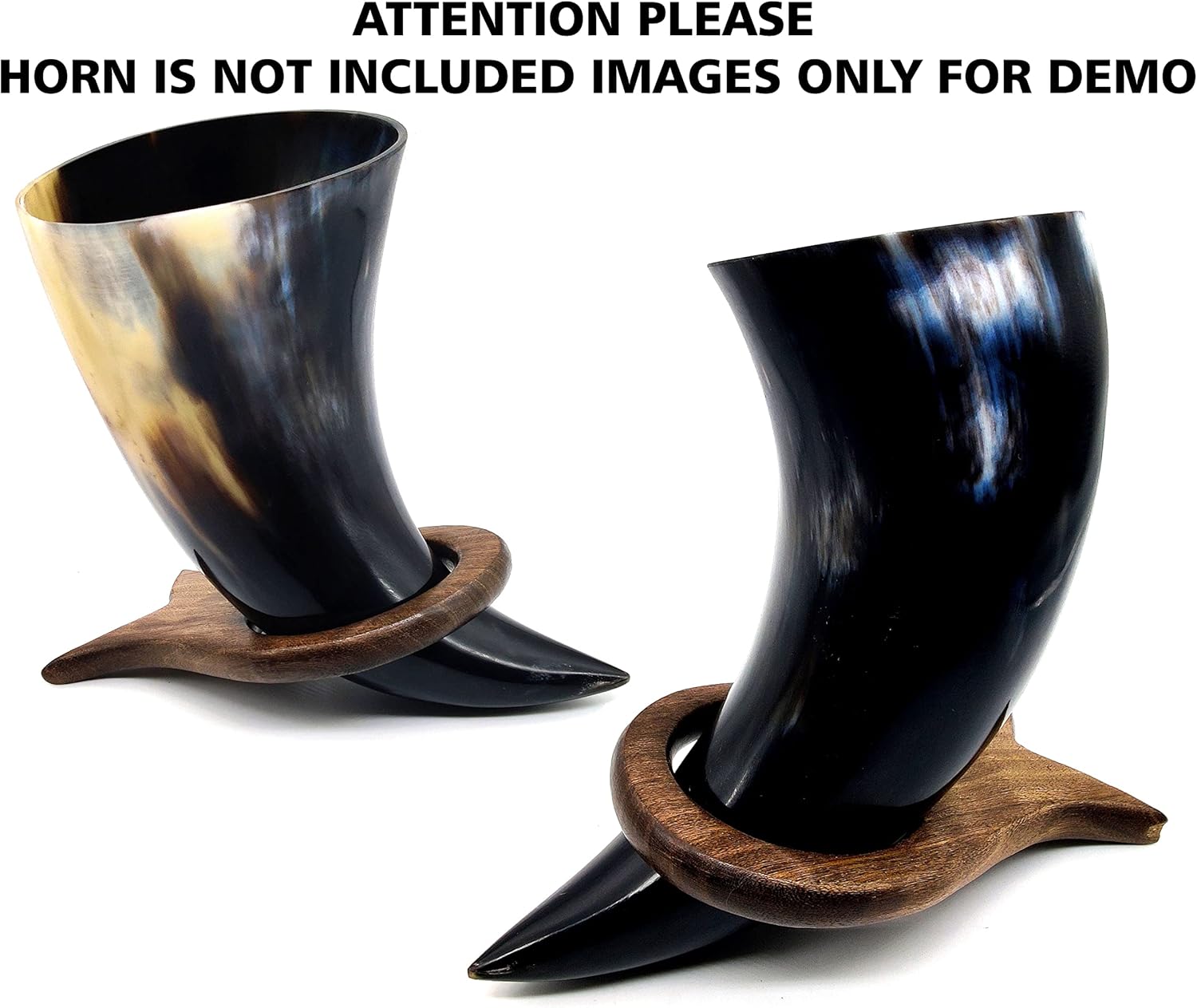 Handcrafted Solid Wood Drinking Horn Stand – Medieval Viking Mead Ale Holder, Groomsmen Gift, Natural Wood 6x3.5" - Image 4