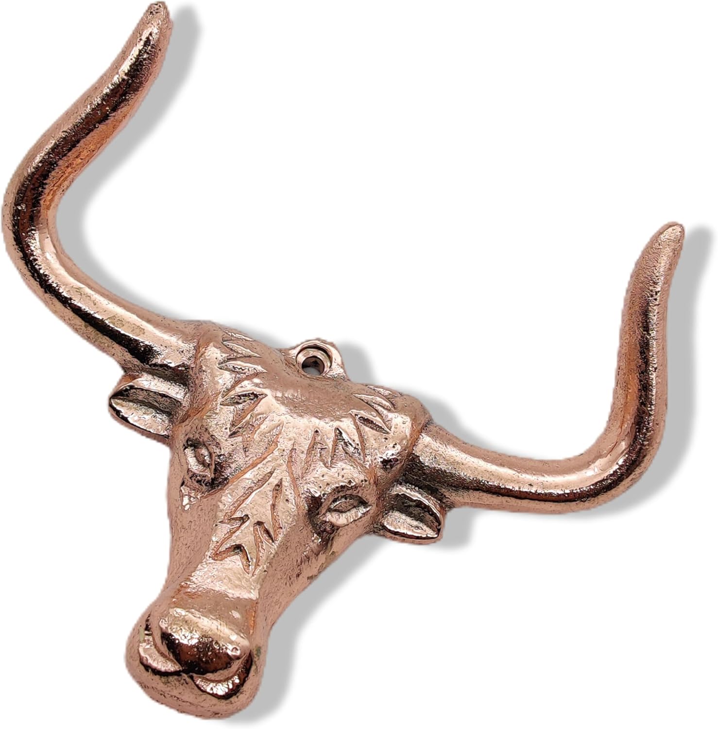 Longhorn Steer Head Wall Hook - Heavy Duty Brass Cabinet Hardware for Coats, Keys, and Towels, Copper Finish - Image 2