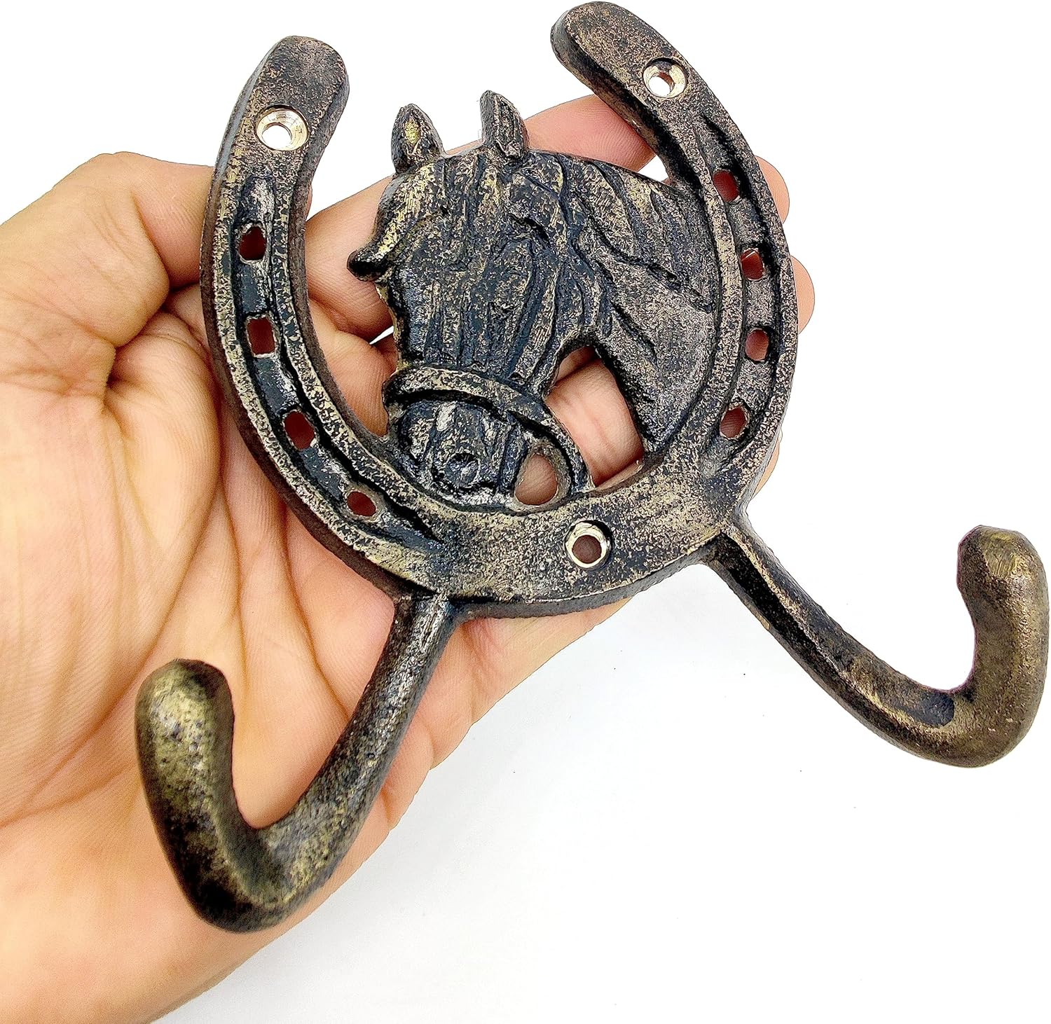 Handcrafted Horse Head Hook - Rustic Brass Wall Mounted Coat & Towel Rack, Antique Finish - Image 3