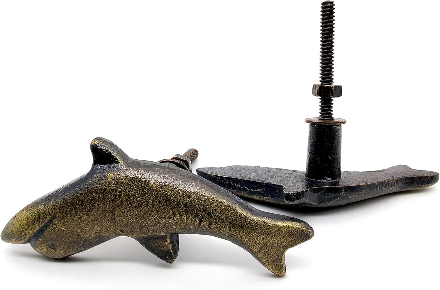 Fish Style Cast Iron Door Knobs – Set of 2 Handmade Drawer Pulls for Cabinets & Wardrobes - Image 3