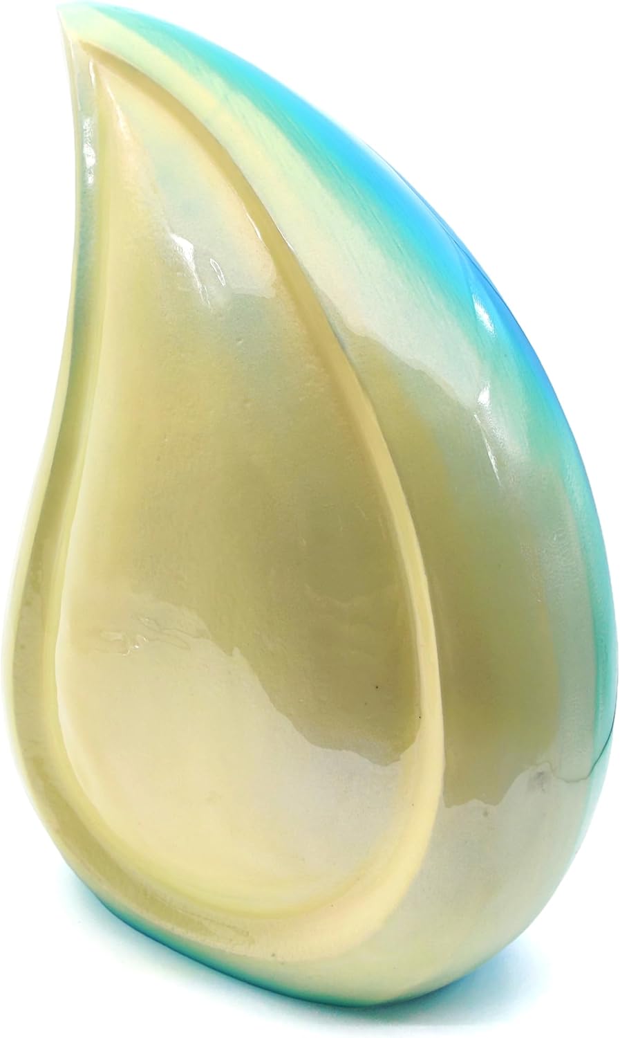 Teardrop Hand-Painted Cremation Urn with 3D Blue Roses – Large 10-Inch Funeral Urn for Human Ashes with Velvet Bag - Image 3