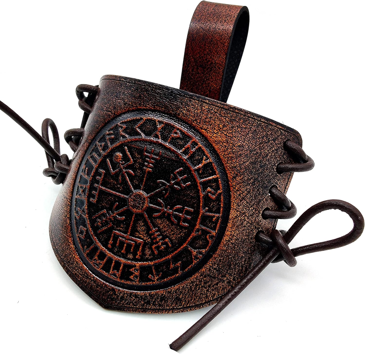 Medieval Viking Leather Belt Attachment – Handcrafted Genuine Leather Hanger for 12'' to 16'' Viking Drinking Horn - Image 3