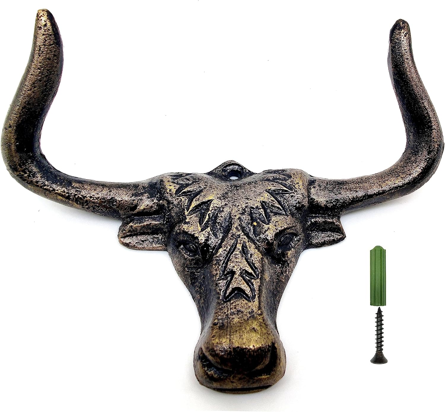 Longhorn Steer Wall Hook - Heavy Duty Vintage Metal Bull Head for Coats, Keys, and Towels, Antique Finish. - Image 4