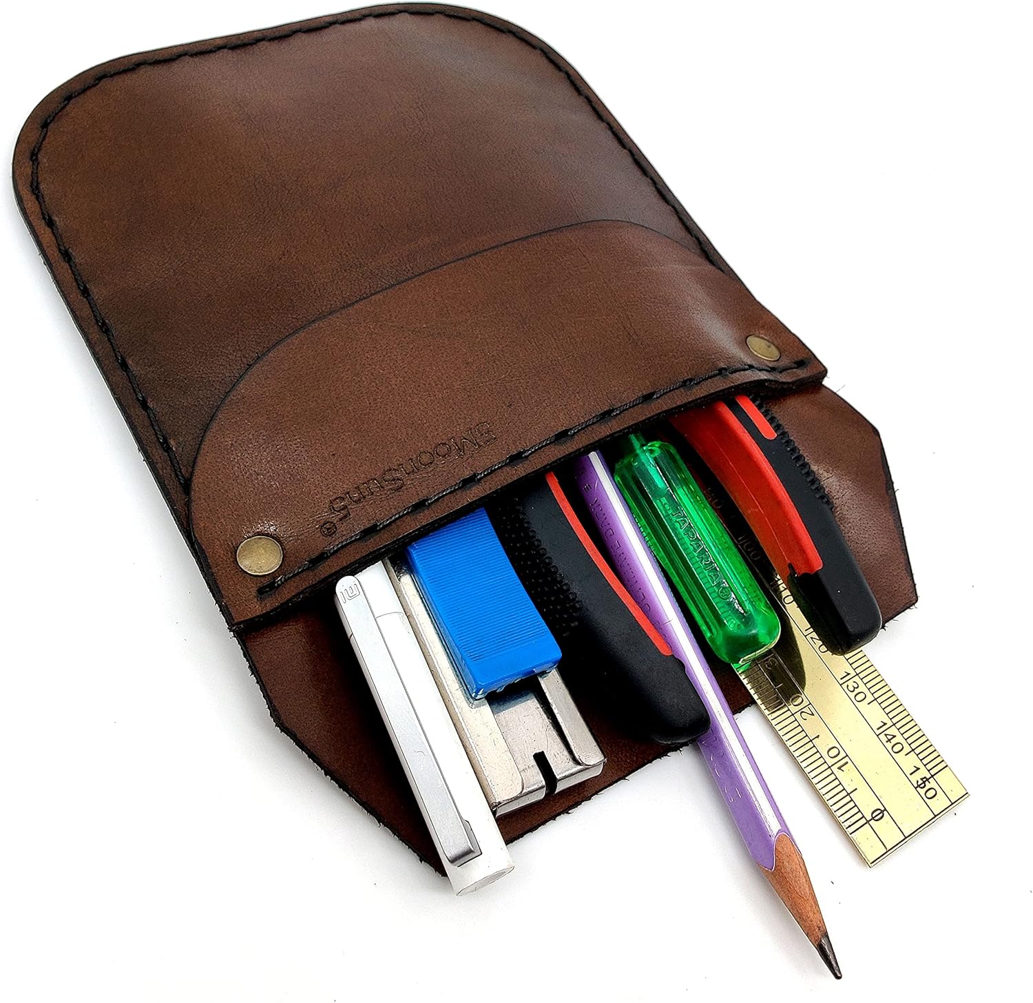 Genuine Leather Work Pocket Organizer – Handmade Tool and Pen Holder for Jeans Back Pocket – Office & Work Essentials - Image 2