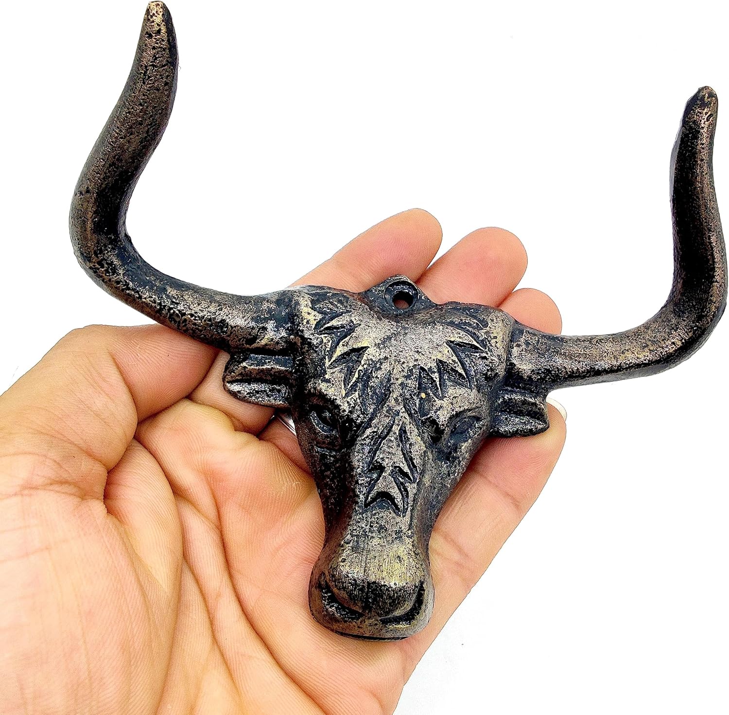 Longhorn Steer Wall Hook - Heavy Duty Vintage Metal Bull Head for Coats, Keys, and Towels, Antique Finish. - Image 3