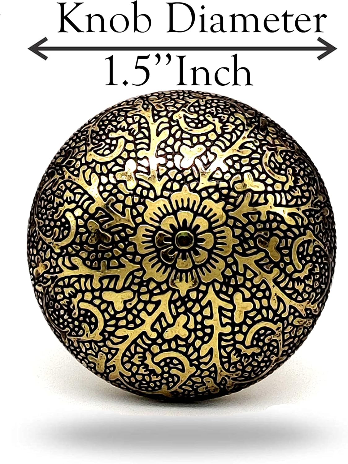 2 Pack Antique Brass Kitchen Cabinet Knobs Pulls - Vintage Round Dresser Drawer Handles with Floral Pattern - Image 5