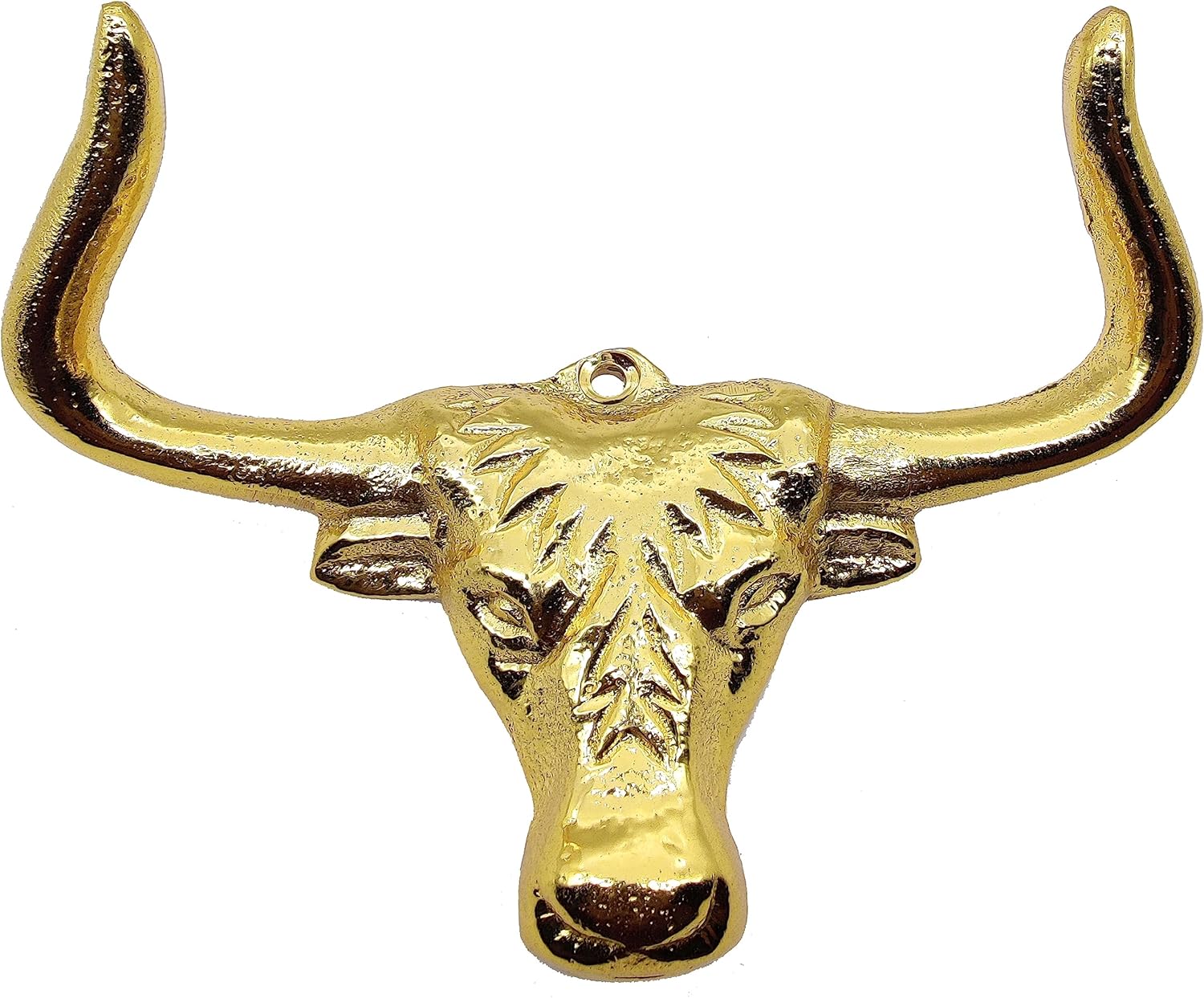 Longhorn Steer Wall Hook - Heavy Duty Vintage Bull Head Metal Hook, Rustic Decor for Coats, Keys, Towels, Brass Polished Finish