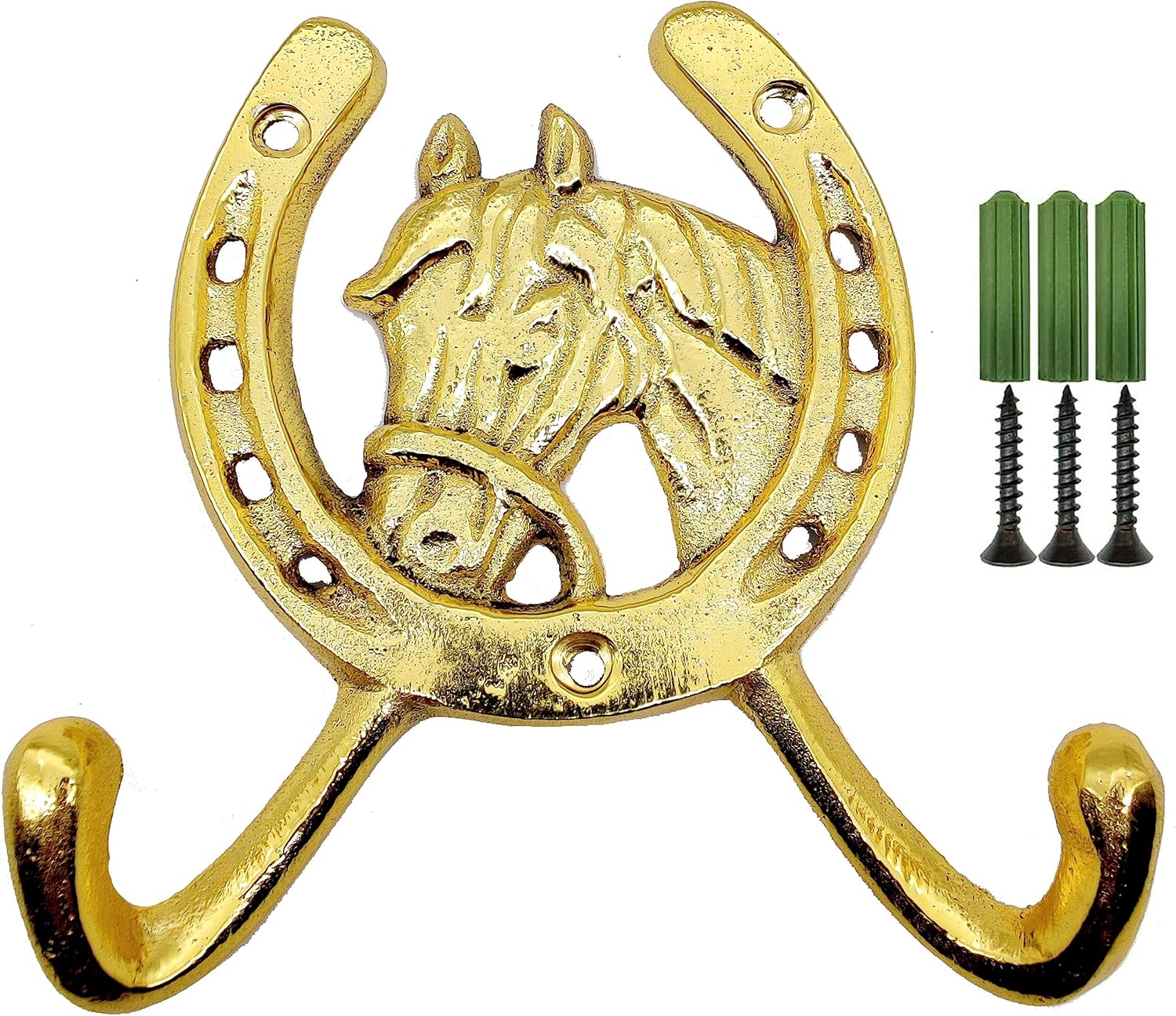 Brass Horseshoe Hook - Rustic Ranch Wall Mounted Coat Hanger, Gold Finish, 3.5 lbs Weight Capacity. - Image 4