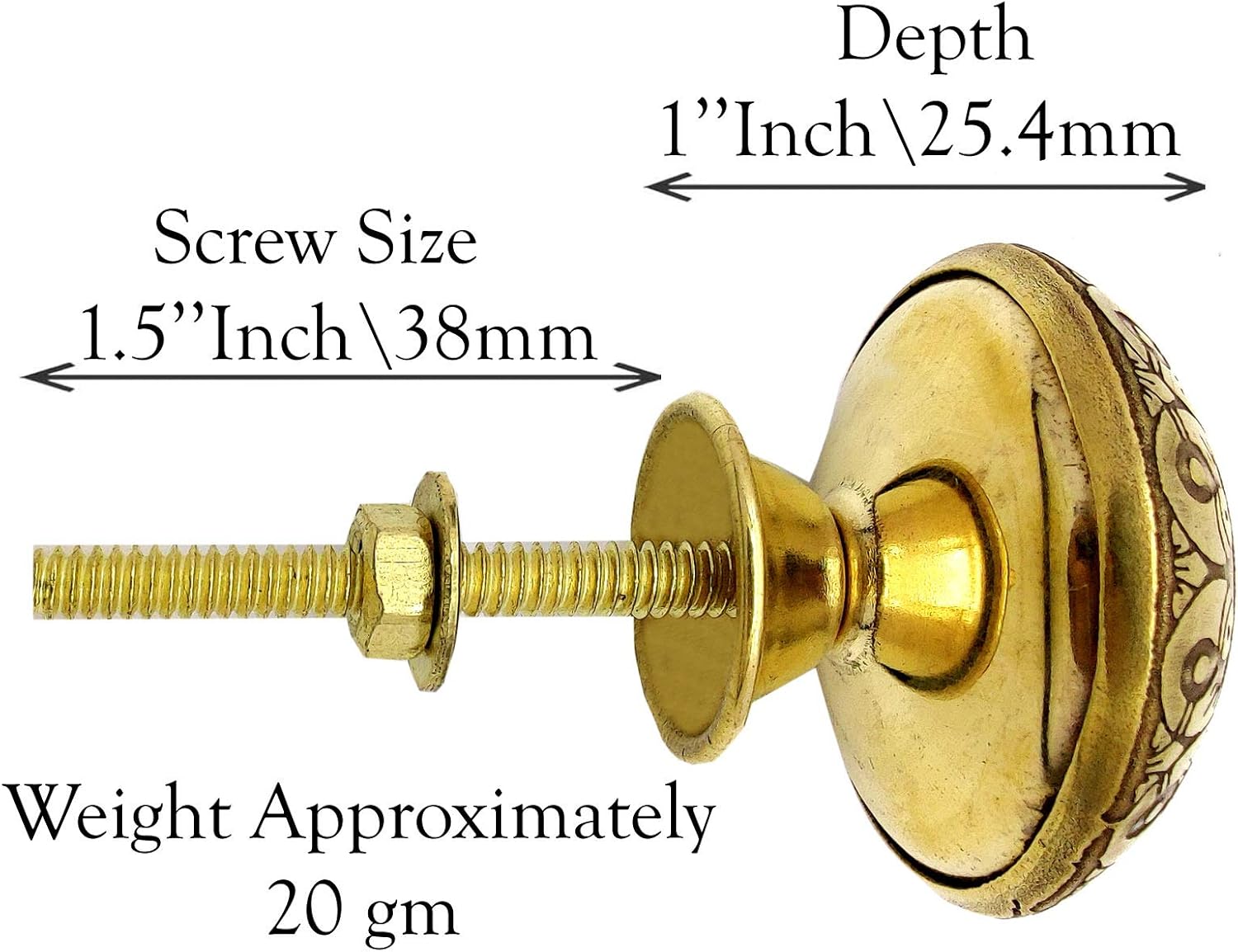 Set of 4 Brass and Copper Door Knobs - Handmade Engraved Drawer Pulls for Cabinets and Cupboards - Image 6