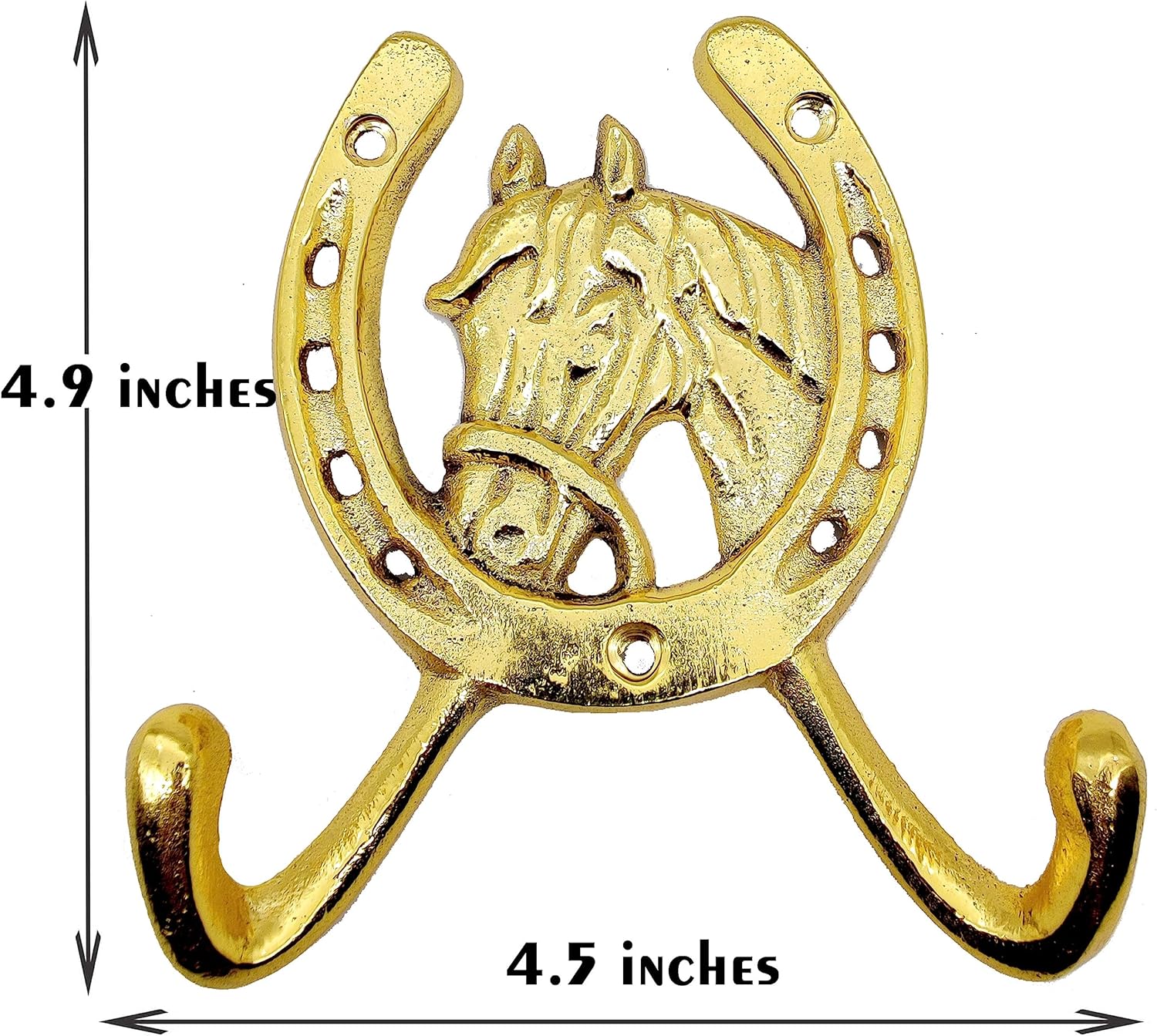 Brass Horseshoe Hook - Rustic Ranch Wall Mounted Coat Hanger, Gold Finish, 3.5 lbs Weight Capacity. - Image 5