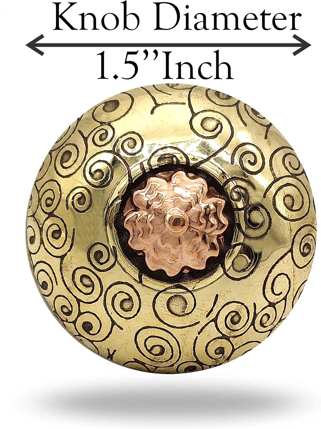Set of 4 Brass and Copper Door Knobs - Handmade Engraved Drawer Pulls for Cabinets and Cupboards - Image 5