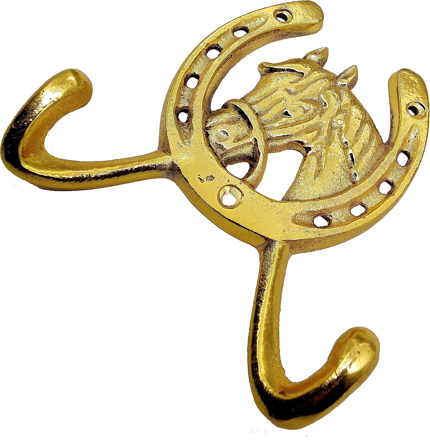 Brass Horseshoe Hook - Rustic Ranch Wall Mounted Coat Hanger, Gold Finish, 3.5 lbs Weight Capacity. - Image 2