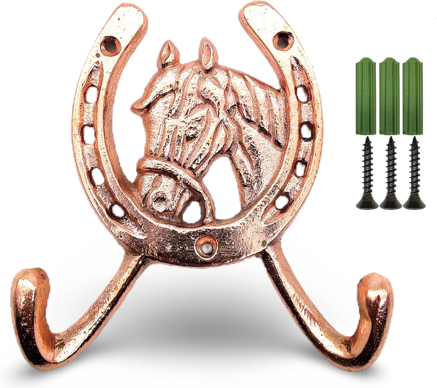 Handcrafted Copper Horse Head Hook - Rustic Wall Mounted Coat & Towel Rack, Horseshoe Design - Image 4