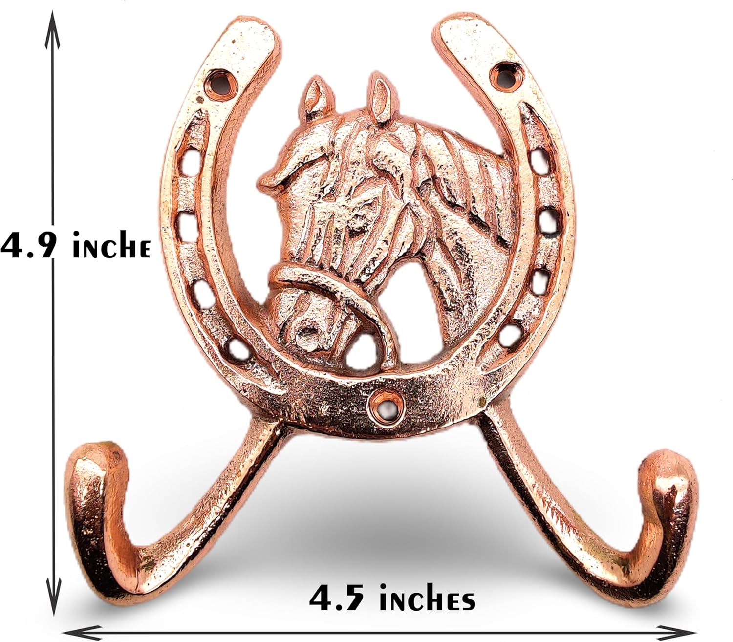 Handcrafted Copper Horse Head Hook - Rustic Wall Mounted Coat & Towel Rack, Horseshoe Design - Image 5