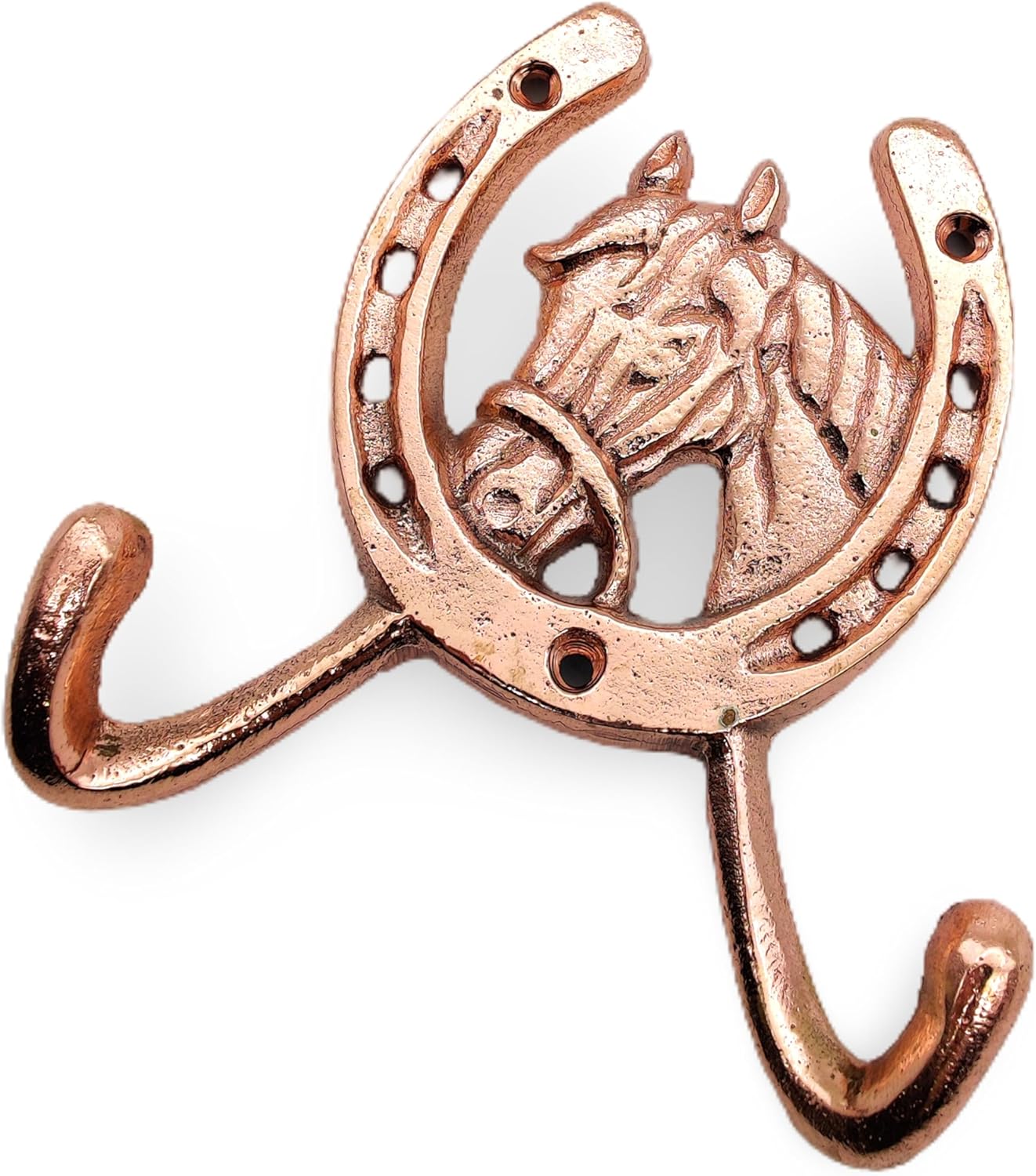 Handcrafted Copper Horse Head Hook - Rustic Wall Mounted Coat & Towel Rack, Horseshoe Design - Image 2