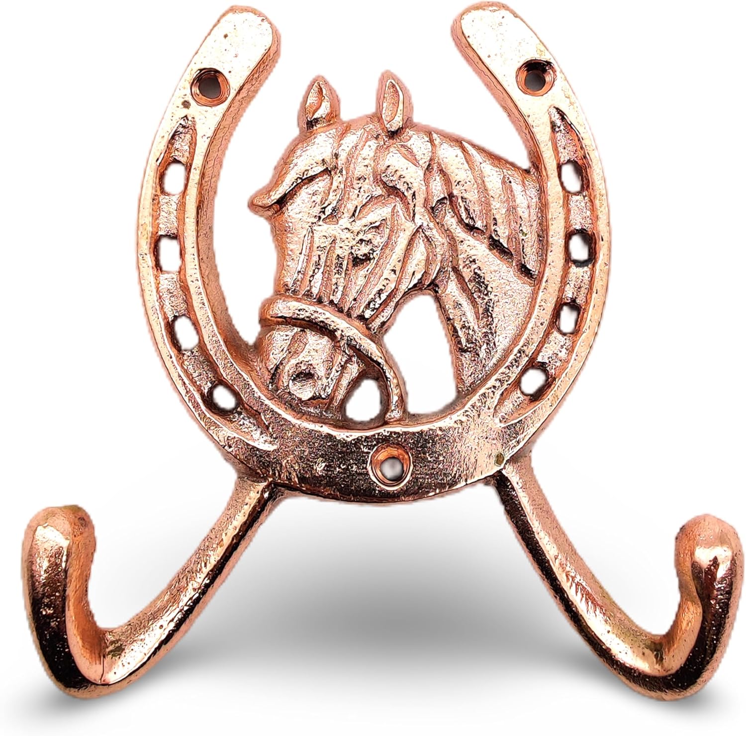 Handcrafted Copper Horse Head Hook - Rustic Wall Mounted Coat & Towel Rack, Horseshoe Design