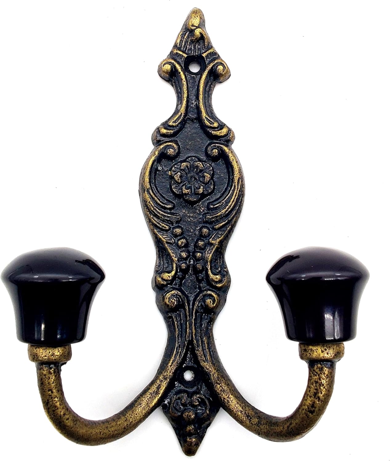 Classic Wall Mounted Dual Hook - Large Antique Finish Coat & Towel Hanger for Bathroom and Entryway