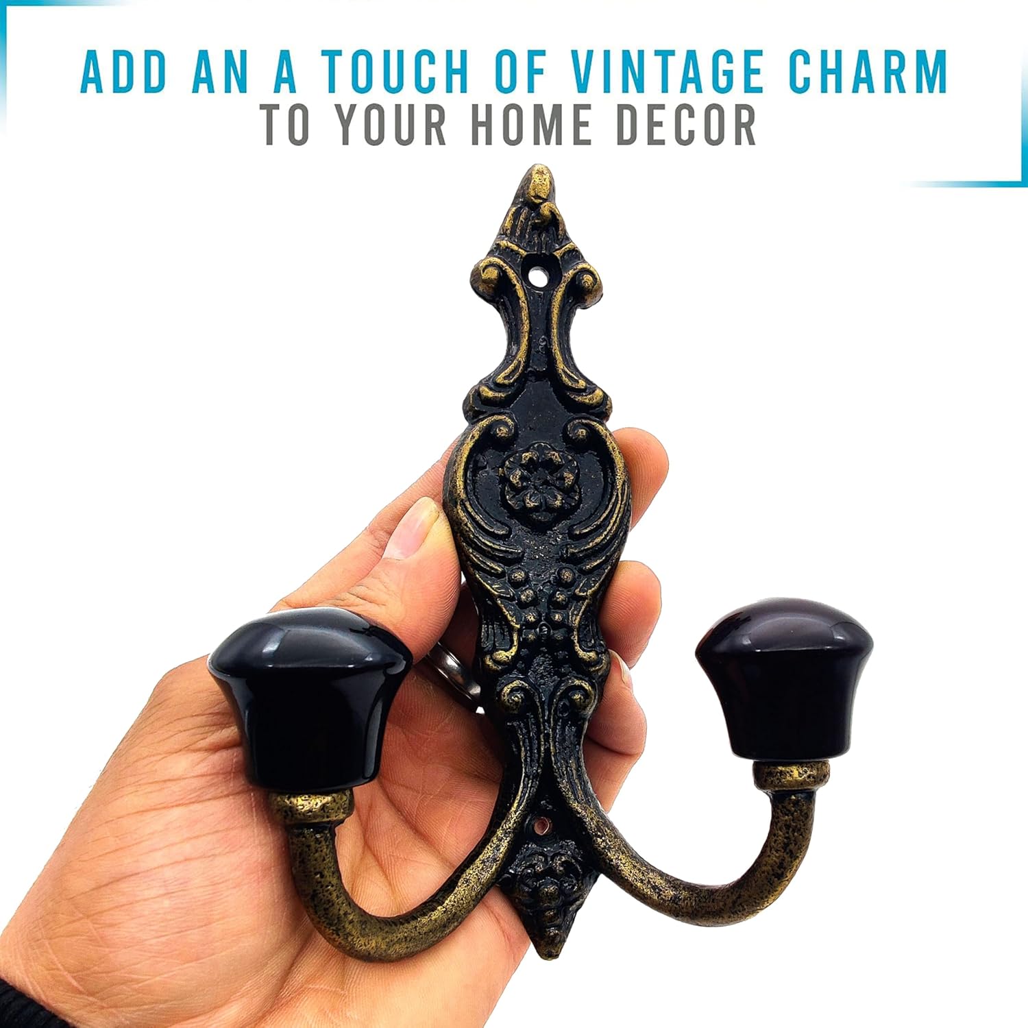 Classic Wall Mounted Dual Hook - Large Antique Finish Coat & Towel Hanger for Bathroom and Entryway - Image 4