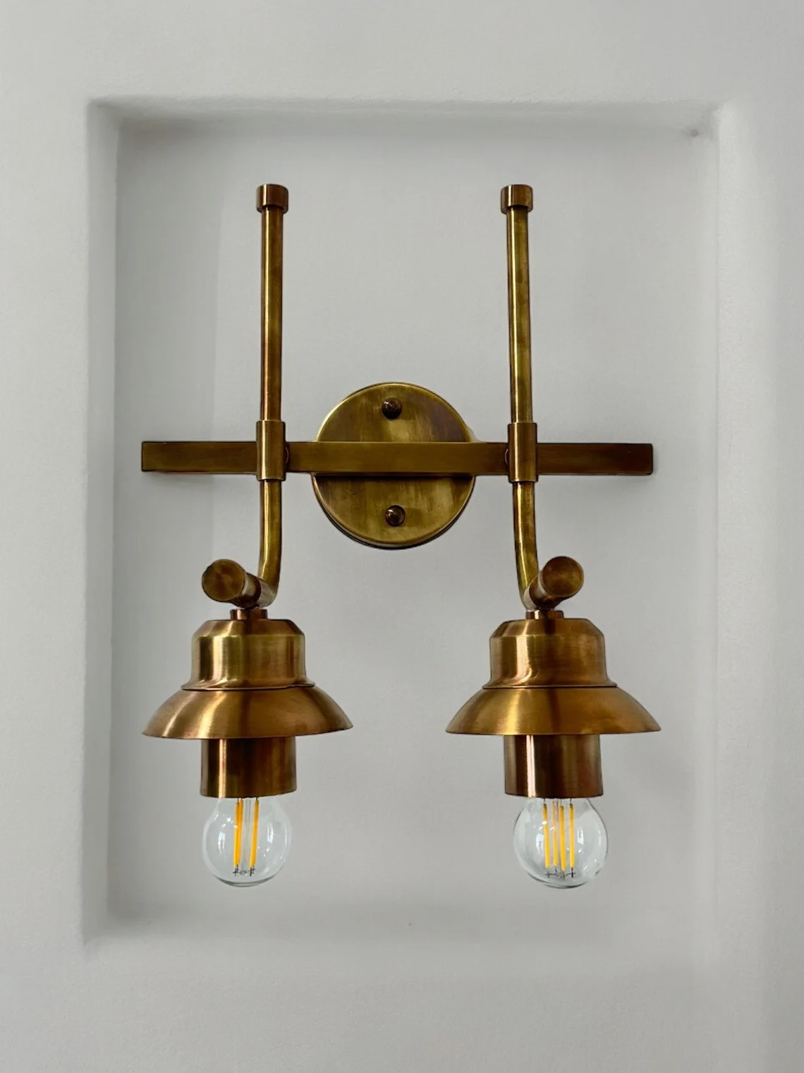Dual Light Handmade Mid Century Vintage Look Pure Raw Brass Sputnik Rare Picture Light. - Image 5