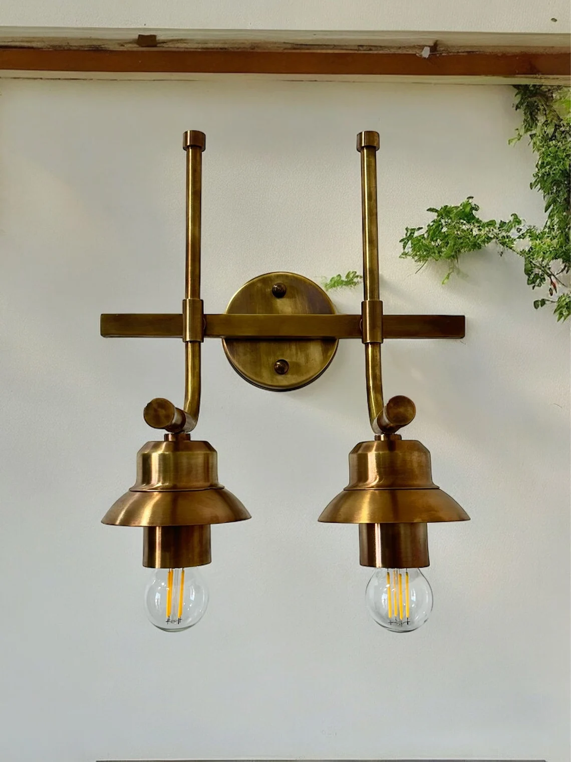 Dual Light Handmade Mid Century Vintage Look Pure Raw Brass Sputnik Rare Picture Light. - Image 2