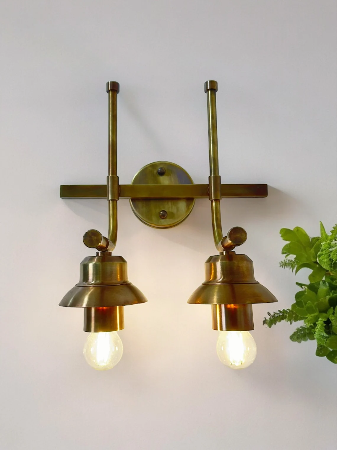 Dual Light Handmade Mid Century Vintage Look Pure Raw Brass Sputnik Rare Picture Light. - Image 4