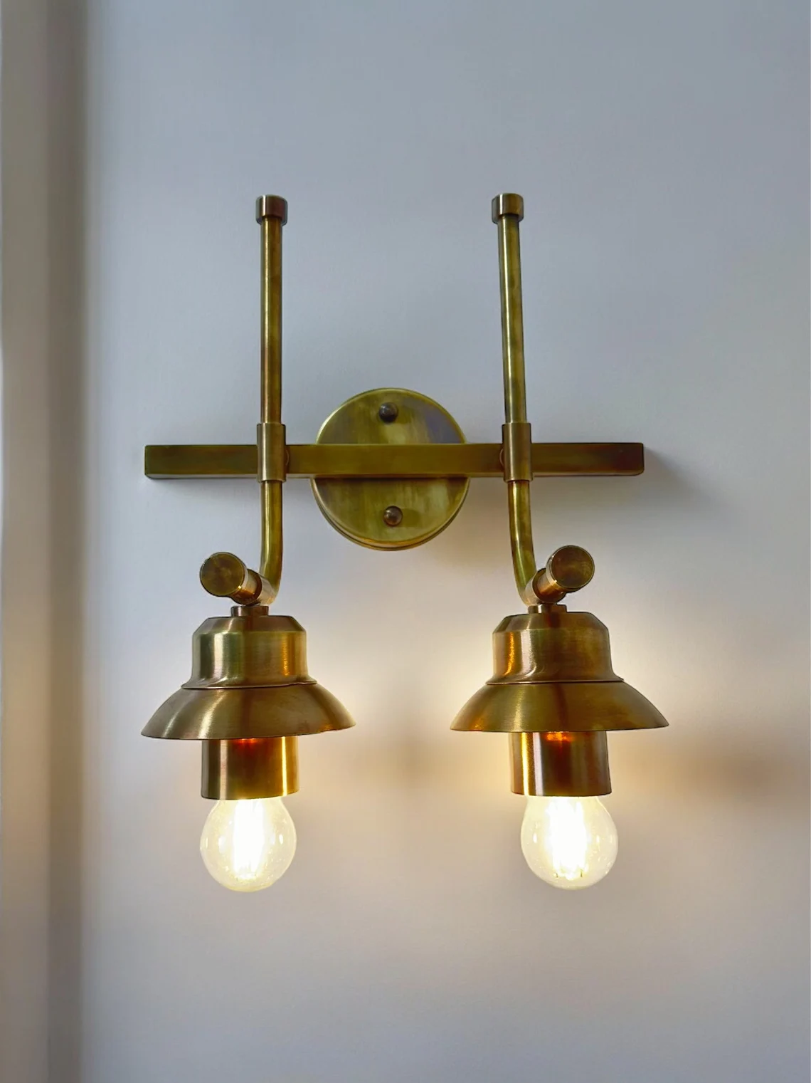 Dual Light Handmade Mid Century Vintage Look Pure Raw Brass Sputnik Rare Picture Light. - Image 3