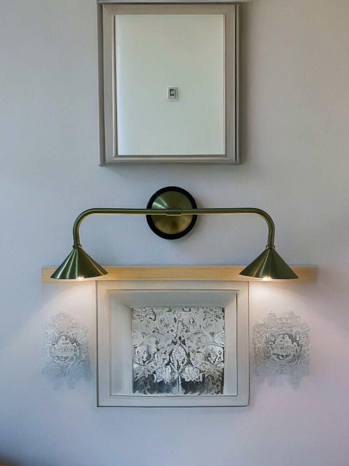 Handmade Raw Brass Picture Light Sconce: Mid Century Modern Light - Image 2