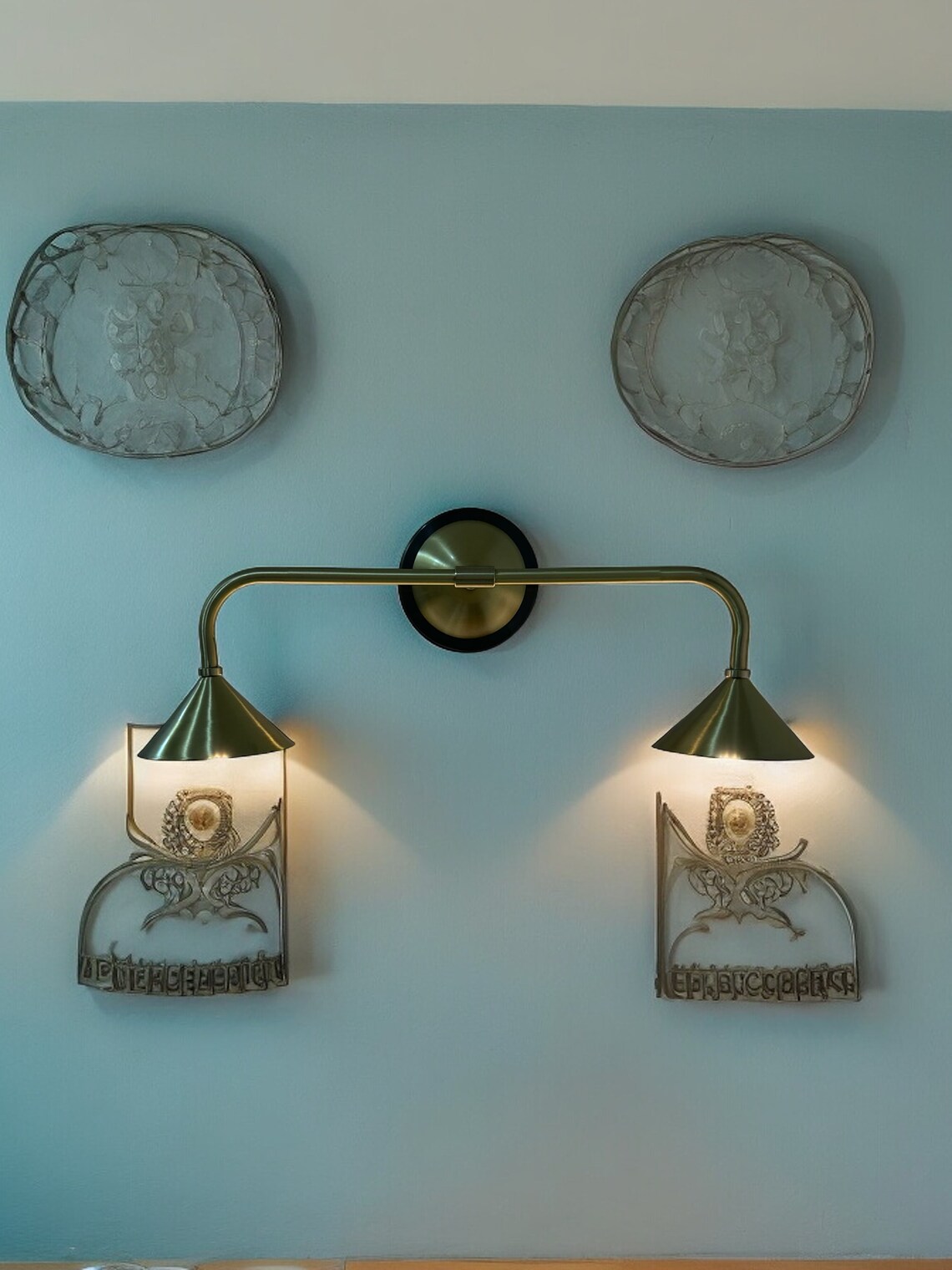 Handmade Raw Brass Picture Light Sconce: Mid Century Modern Light - Image 3