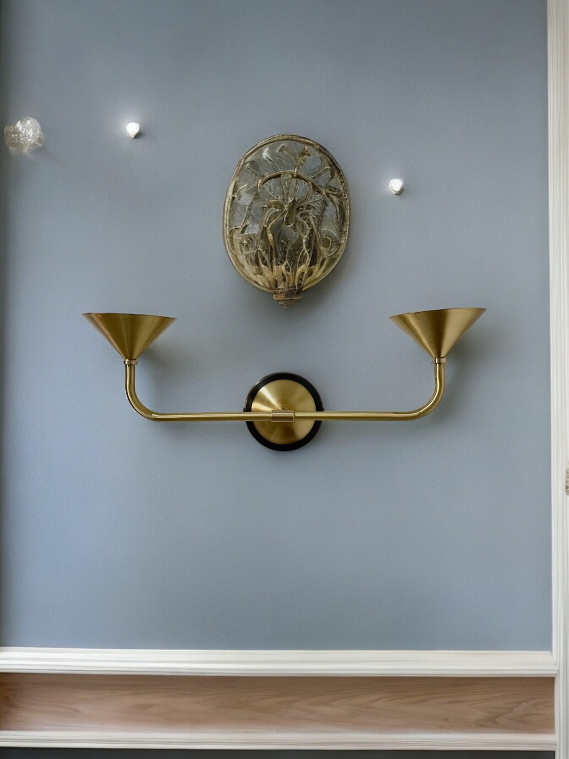 Handmade Raw Brass Picture Light Sconce: Mid Century Modern Light - Image 4