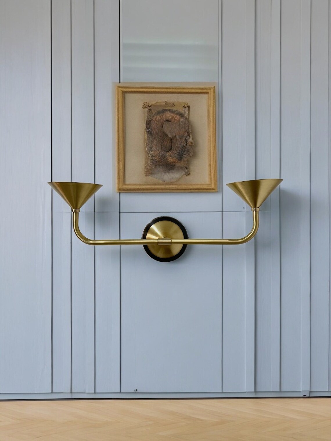 Handmade Raw Brass Picture Light Sconce: Mid Century Modern Light - Image 5