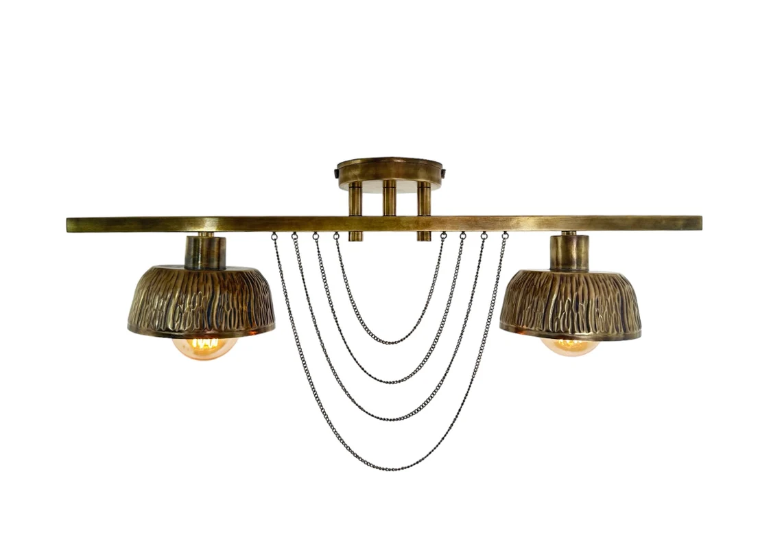 Handmade Raw Brass Flush Mount Light - Mid-Century Modern Style - Image 4