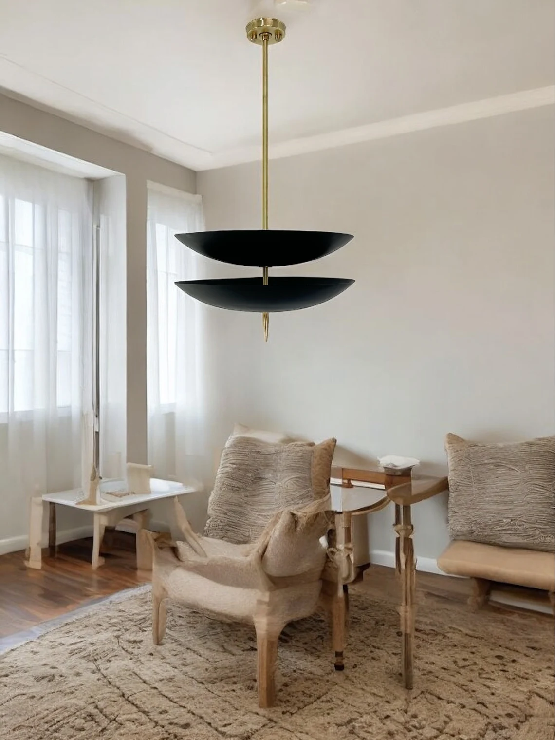 Handmade Matte Black Pendant Light: Brass Modern Chandelier - Image 3