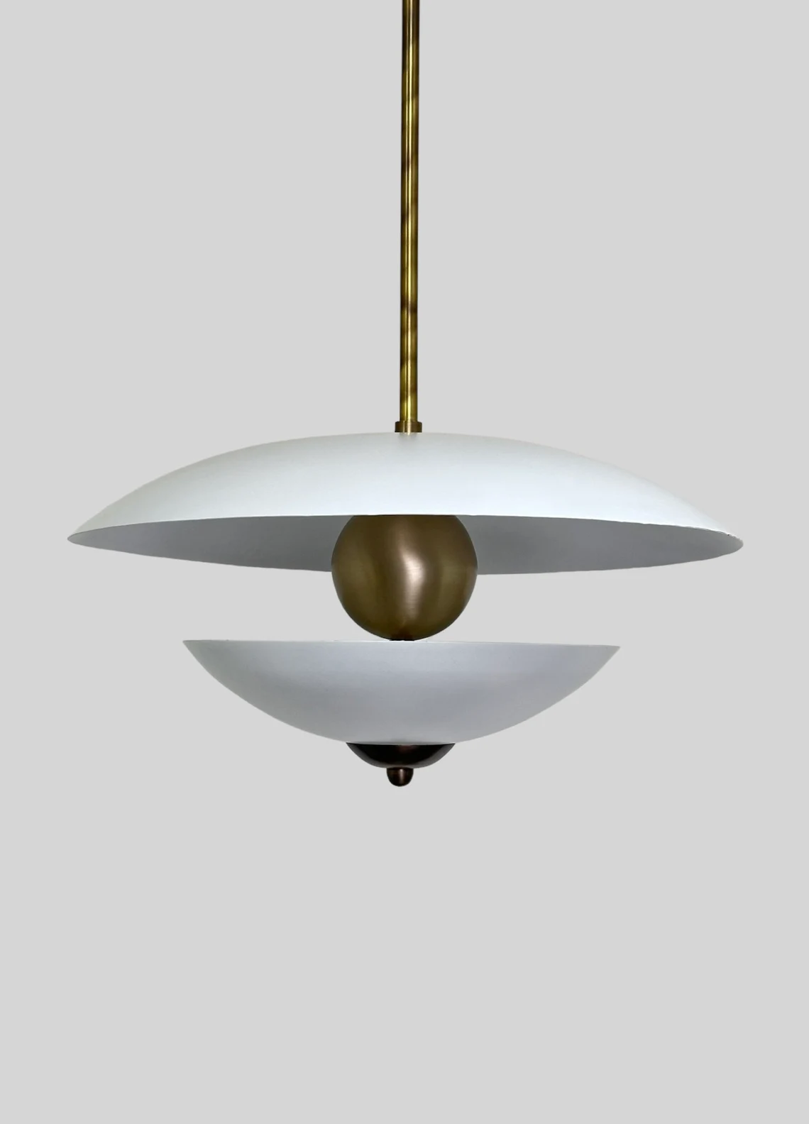 Handmade Pearl Pendant Light: Antique Brass & Matte White Finish