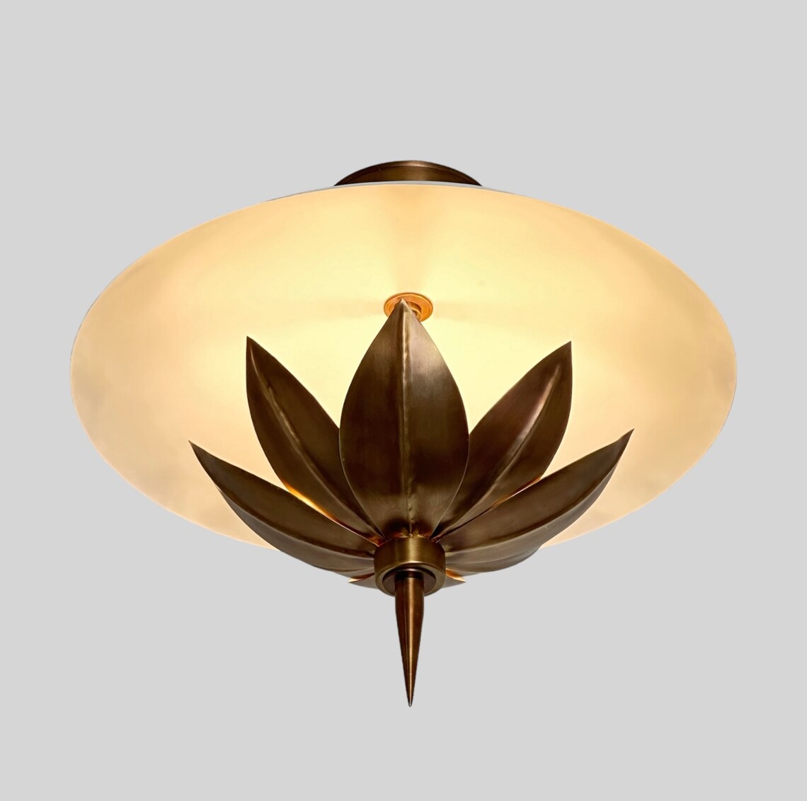 Handmade Brass Flower Flush Mount Light - Antique White Finish - Image 5