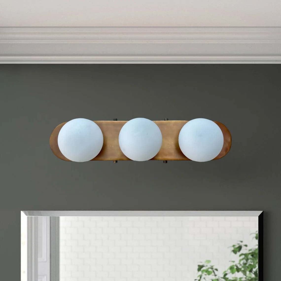 Handmade Brass Wall Sconce: Milk Glass Vanity Light Fixture - Image 2