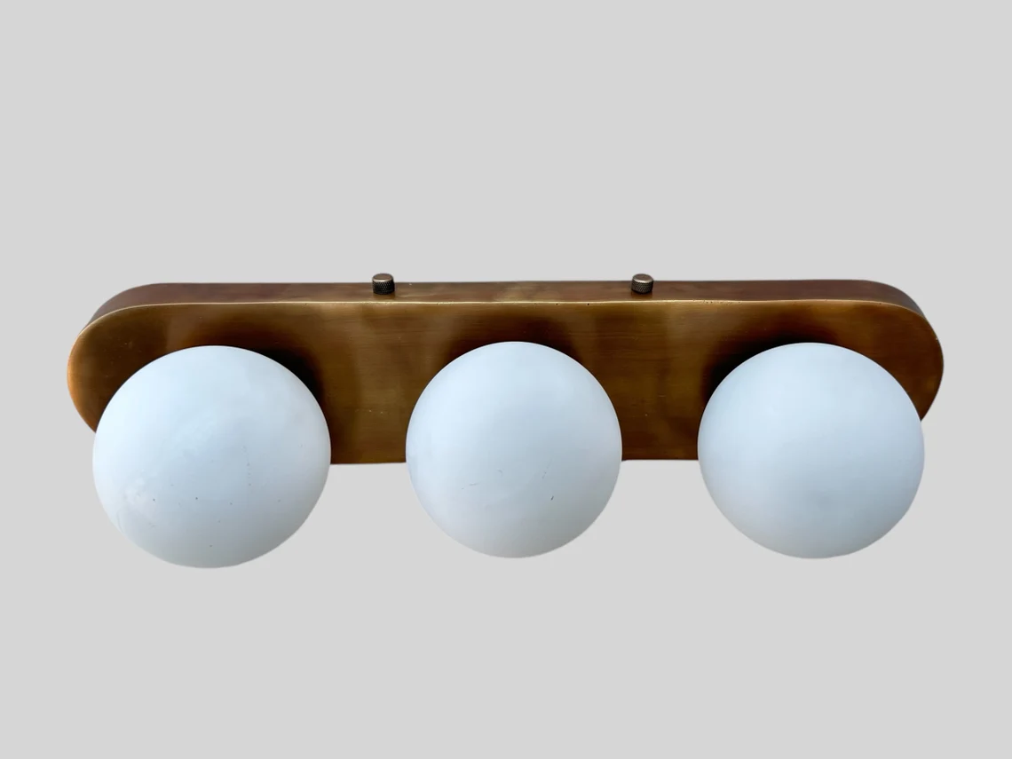 Handmade Brass Wall Sconce: Milk Glass Vanity Light Fixture - Image 3