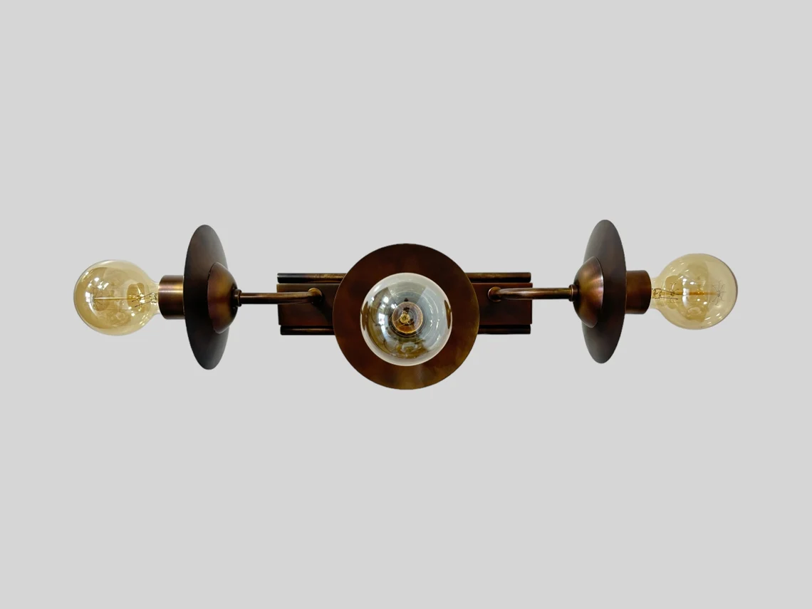 Handmade Brass Wall Sconce: Vintage Style 3-Light Fixture - Image 3
