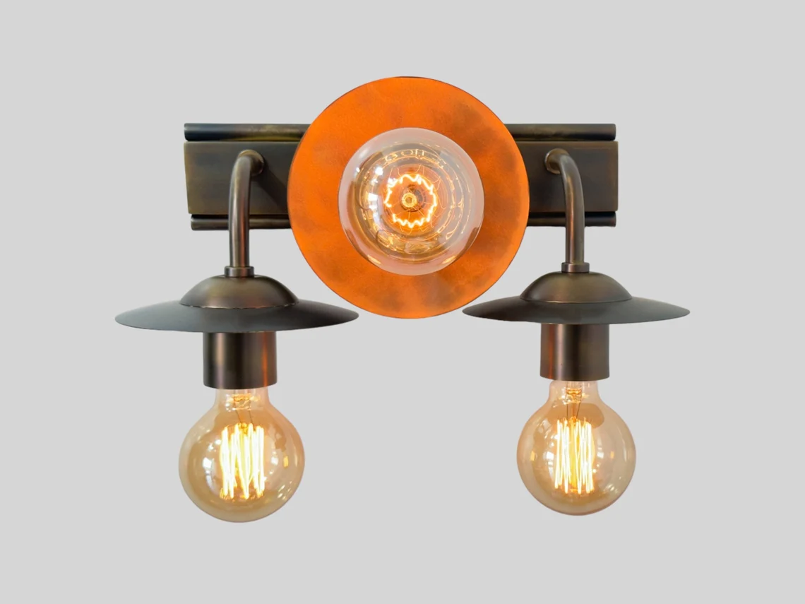 Handmade Brass Wall Sconce: Vintage Style 3-Light Fixture - Image 2