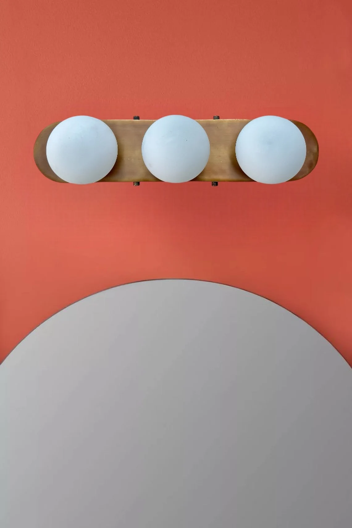 Handmade Brass Wall Sconce: Milk Glass Vanity Light Fixture - Image 4
