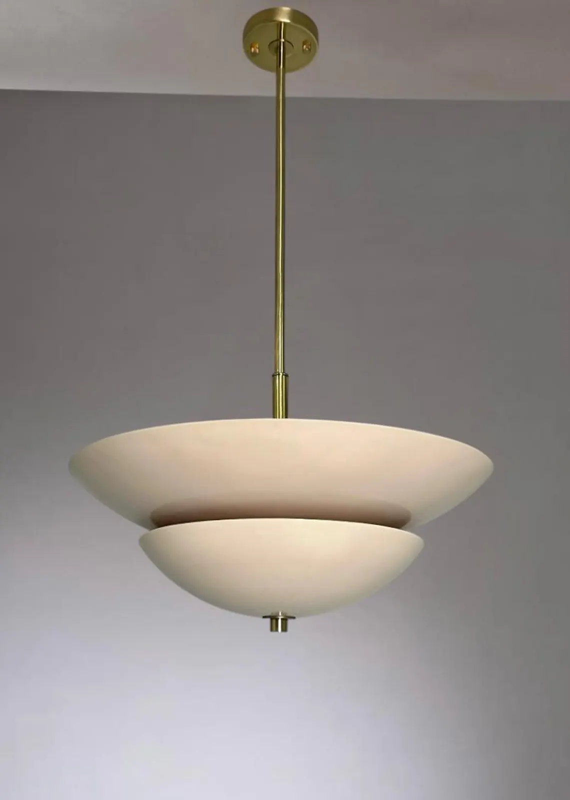Handmade Cream Pendant Light Fixture: Antique Brass Finish