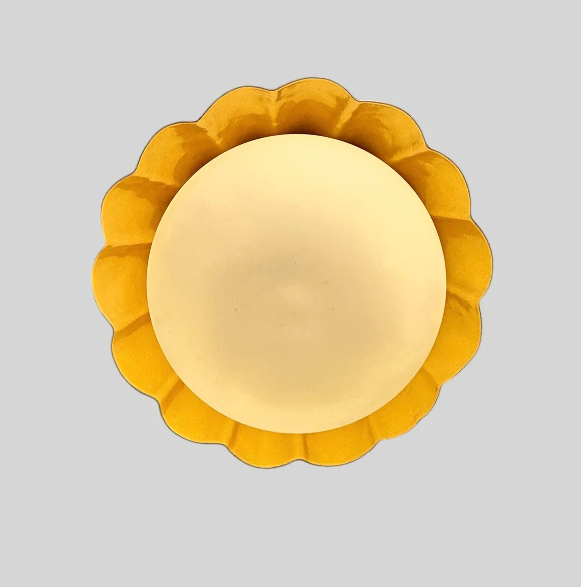 Handmade Milk Glass Flush Mount Lamp: Brushed Brass Vintage Style - Image 4