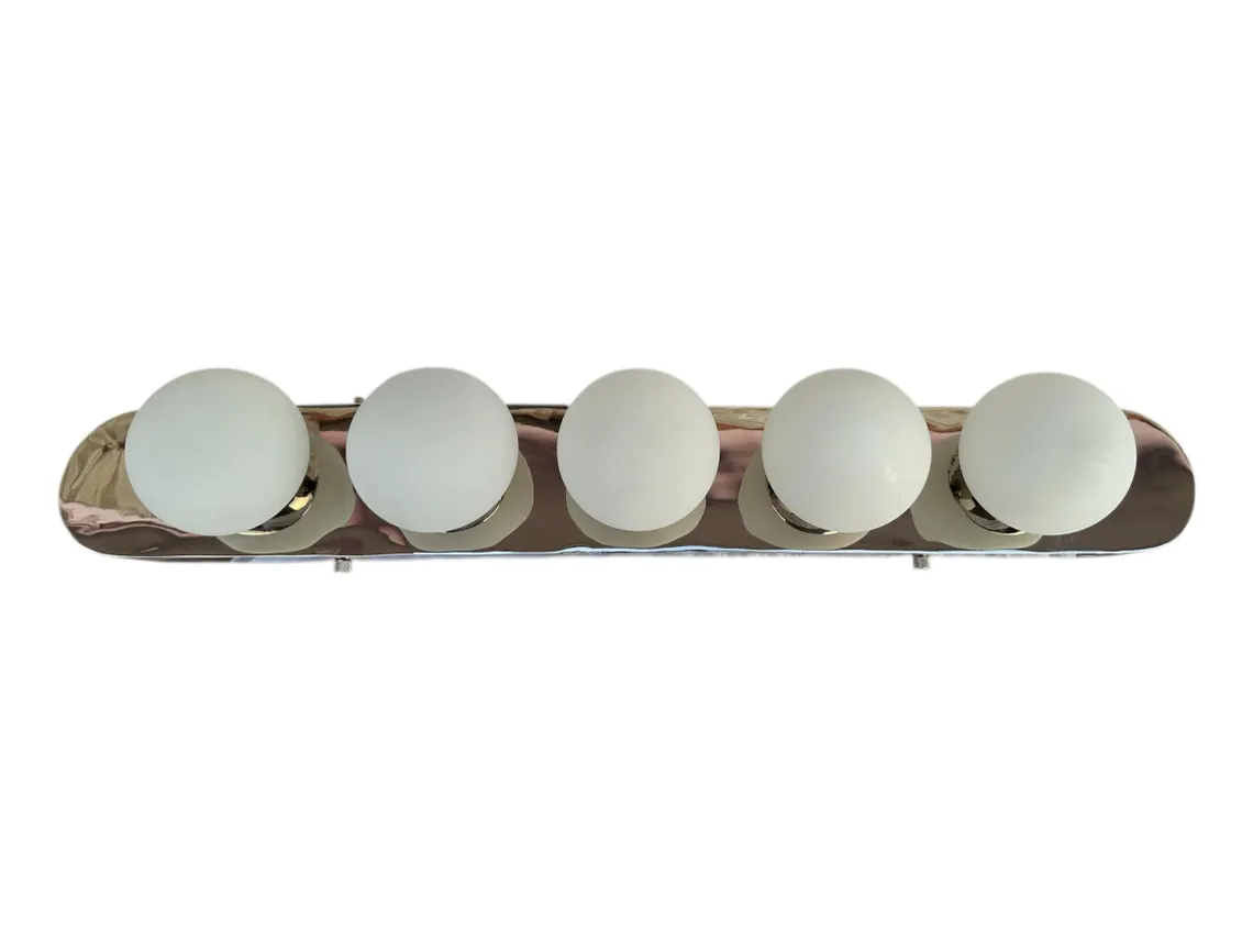 Chrome Brass Vanity Light: Milk Glass Shade, Wall-Mounted Bathroom Lamp - Image 2