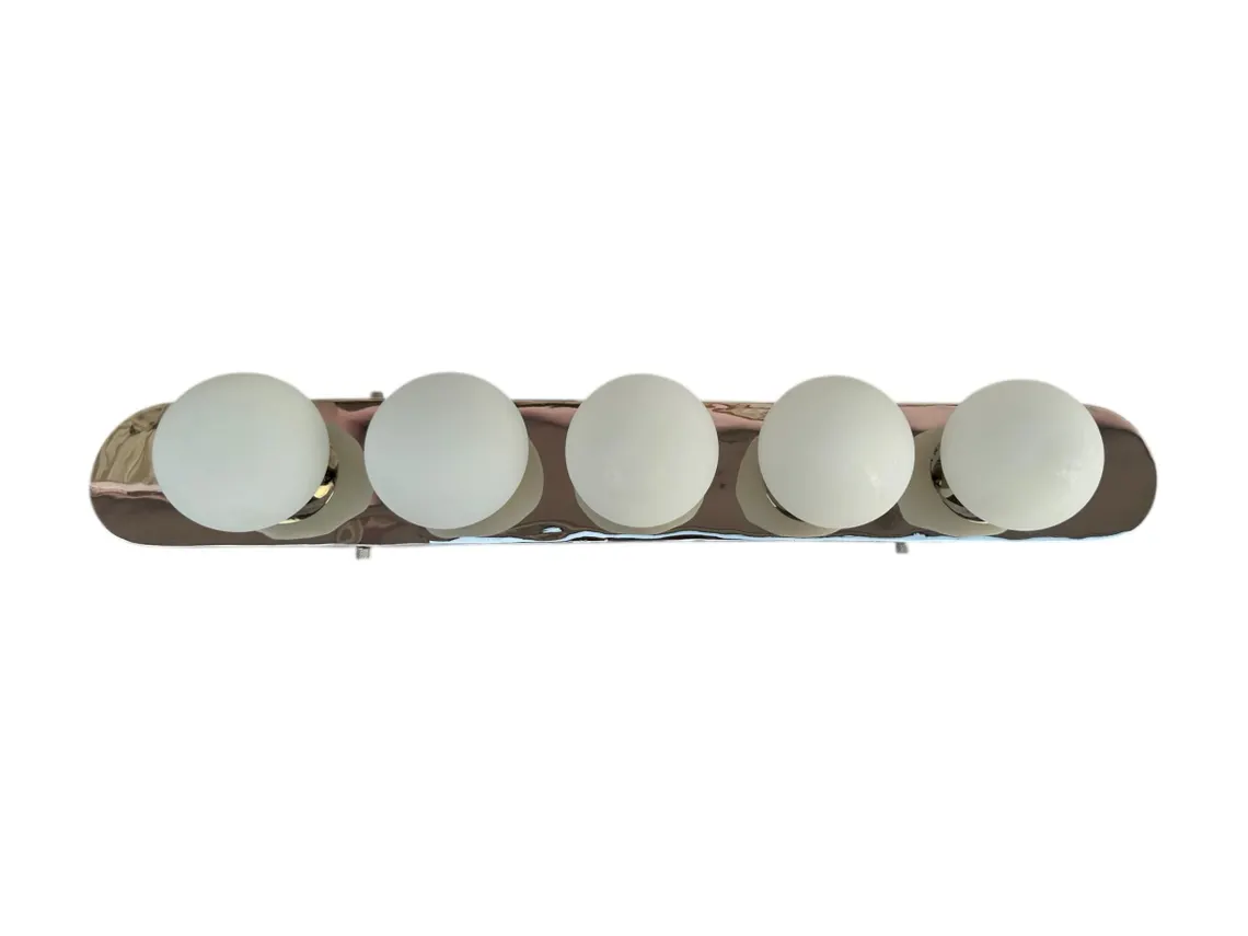 Chrome Brass Vanity Light: Milk Glass Shade, Wall-Mounted Bathroom Lamp