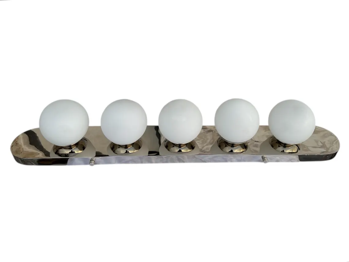 Chrome Brass Vanity Light: Milk Glass Shade, Wall-Mounted Bathroom Lamp - Image 4