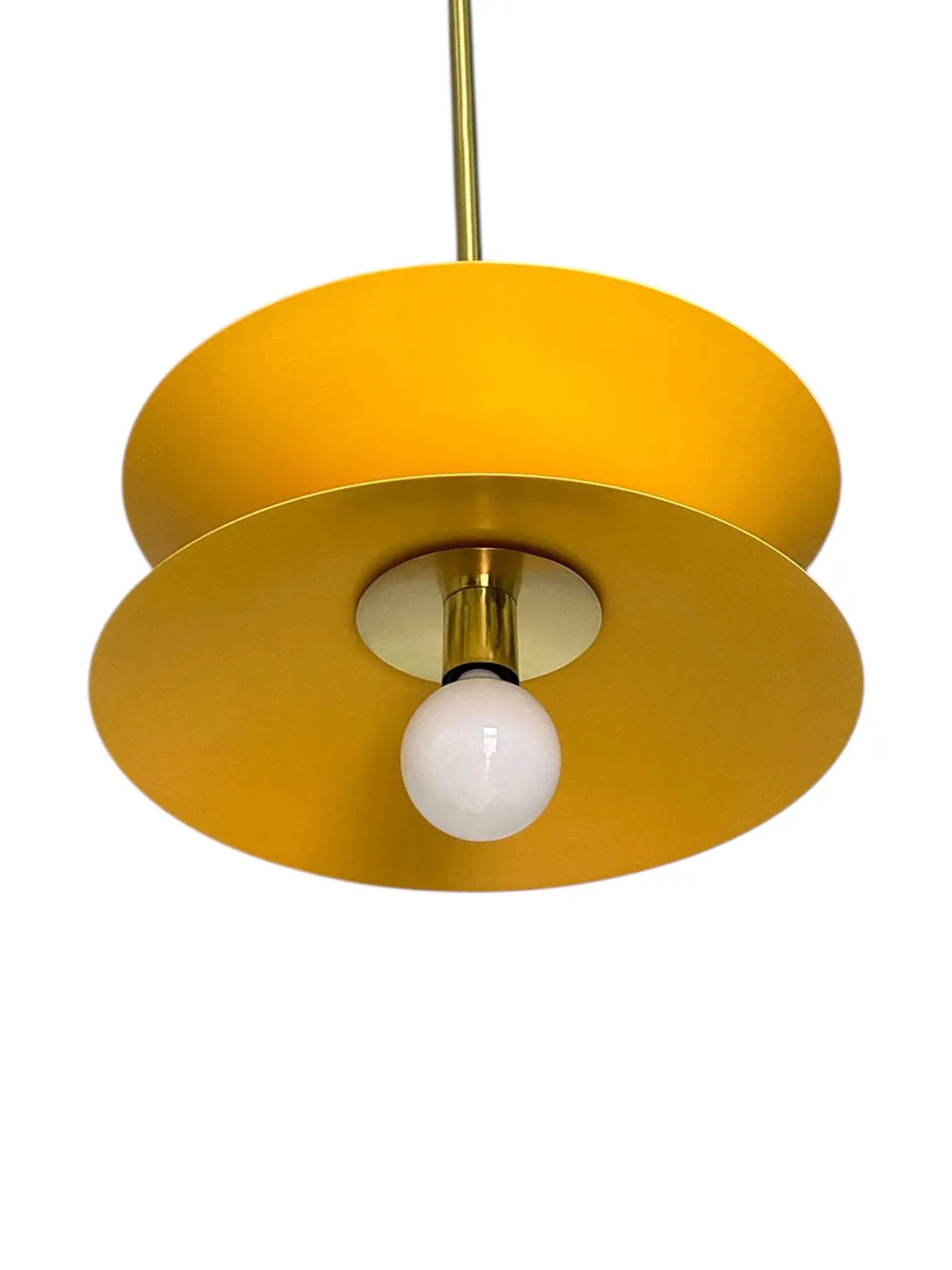 Brass & Mustard Metal Pendant Light - Mid Century Modern - Handmade Lighting - Image 3