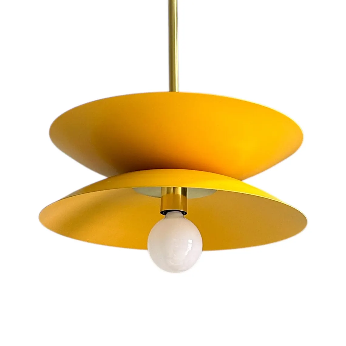 Brass & Mustard Metal Pendant Light - Mid Century Modern - Handmade Lighting