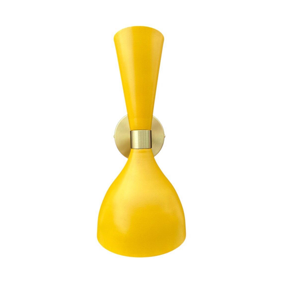 Handmade Yellow Brass Wall Sconce: Mid-Century Modern Adjustable Vanity Cone Light