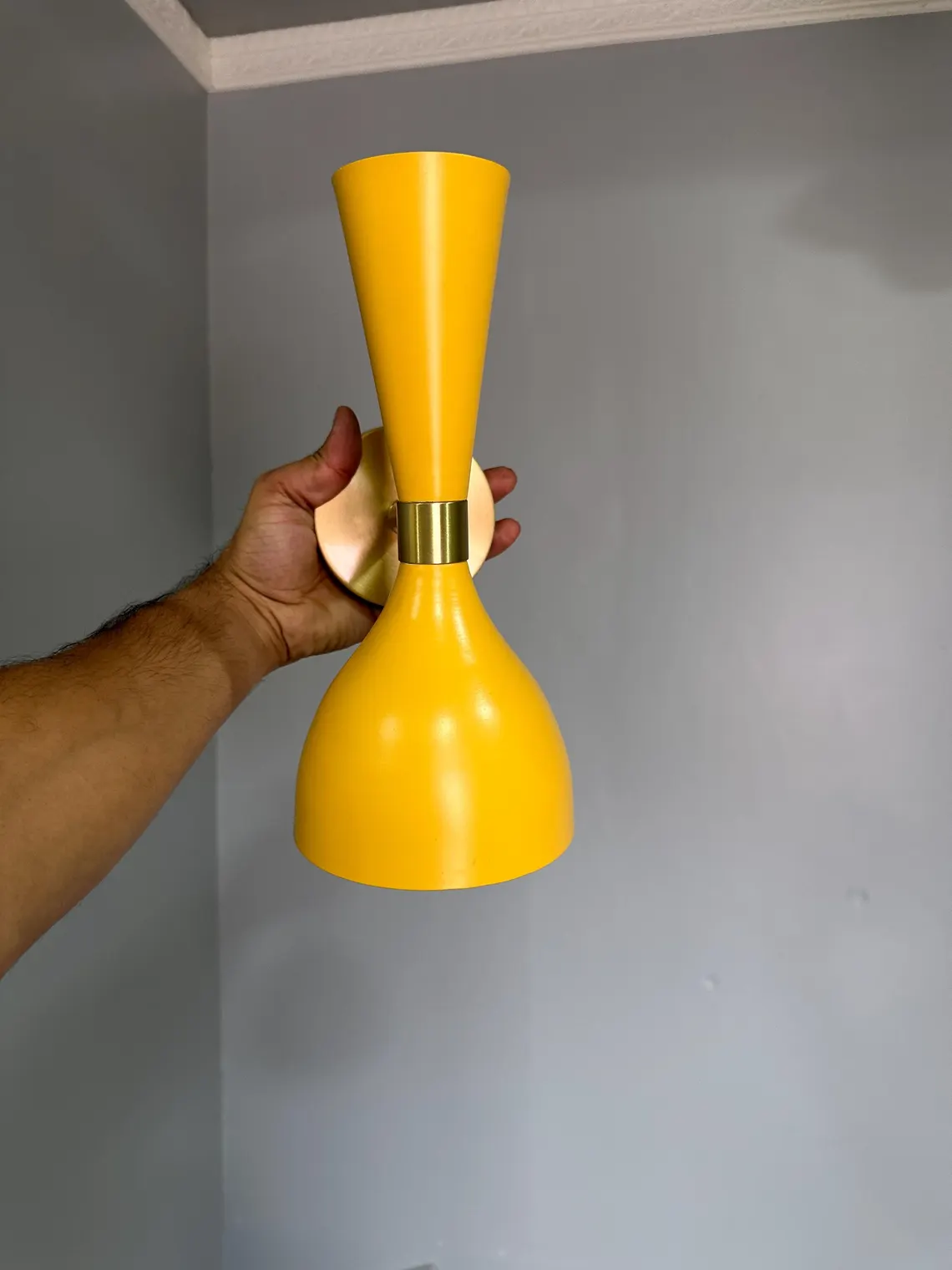 Handmade Yellow Brass Wall Sconce: Mid-Century Modern Adjustable Vanity Cone Light - Image 2